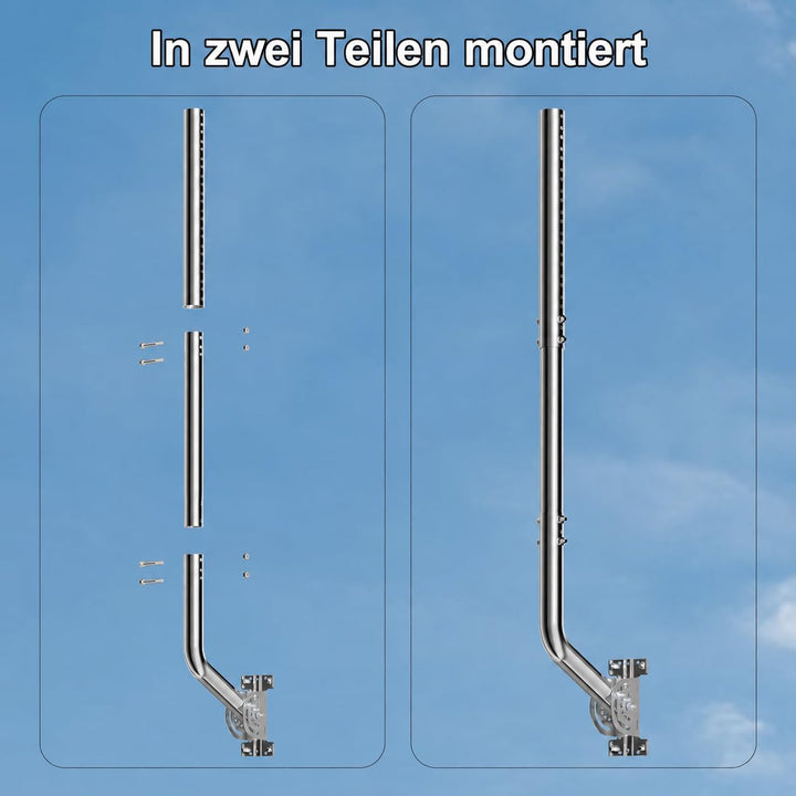Universeller Antennenmast für Fernseh-, Satelliten-, Radio- und WLAN-Antennen - Verstellbarer Stände