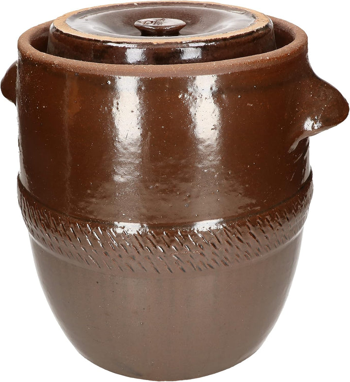 KOTARBAU® Keramik Gärtopf 10L Gurkentopf mit Deckel Steinzeug Sauerkrauttopf Keramiktopf Steinguttop