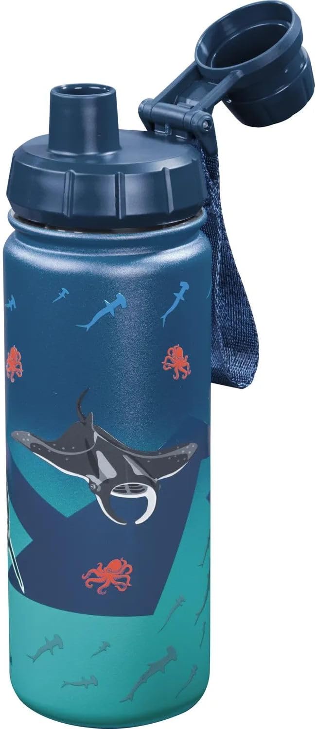 Step by Step Isolierte Edelstahl-Trinkflasche „Underwater“, blau, BPA-frei, für Schule, Kindergarten