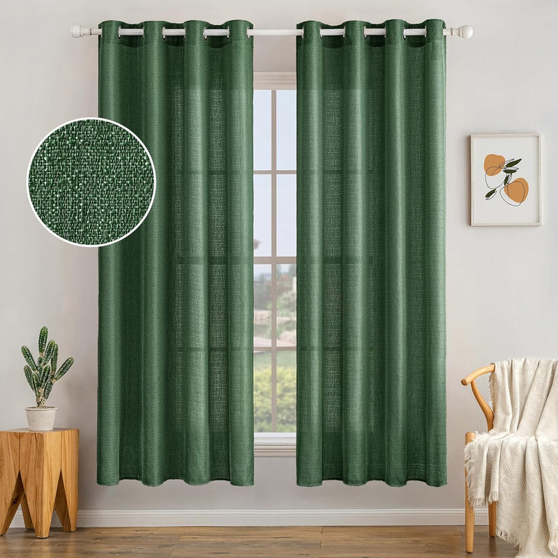 MIULEE 2er Set Voile Vorhang Sheer Leinenvorhang mit Ösen Transparente Unregelmässige Textur Gardine