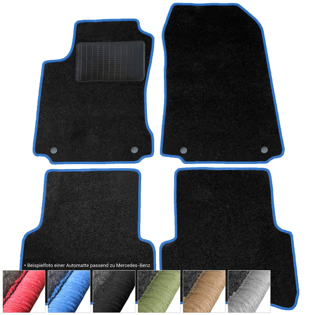 moto-MOLTICO Fussmatten Auto Velours Autoteppiche Schwarz Automatten Set 4-teilig passend für Merced