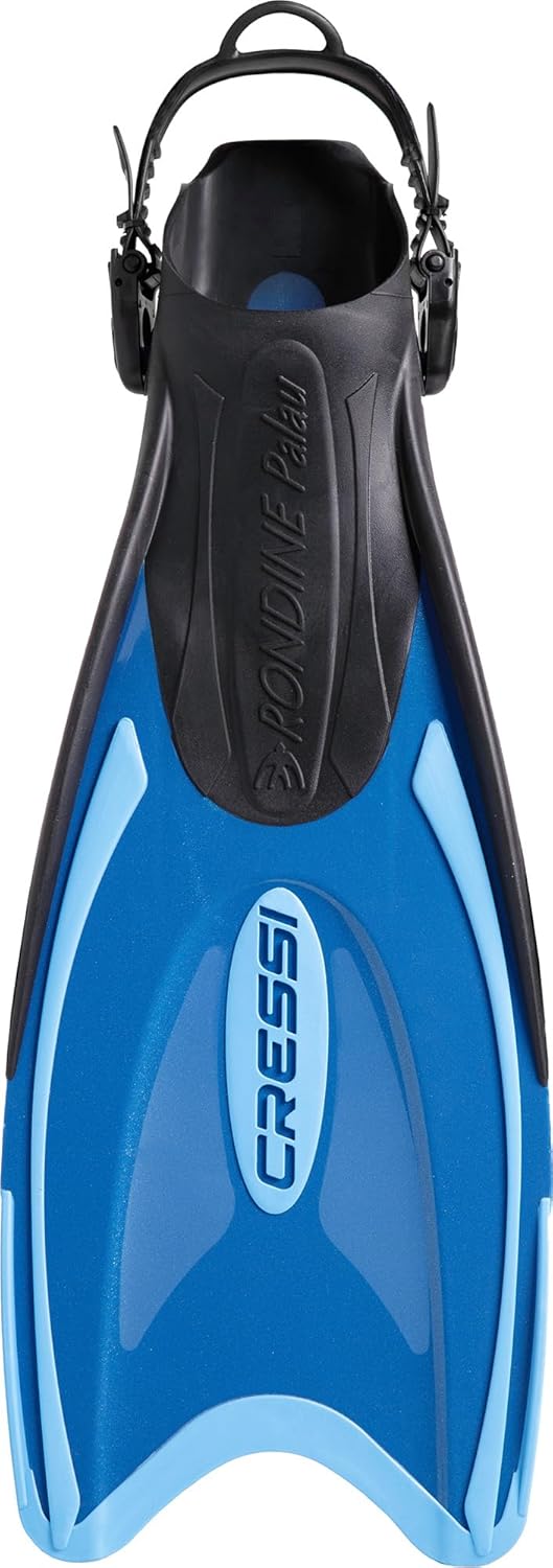 Cressi Palau Saf Fins Einstellbare Kurze Flossen zum Schwimmen und Schnorcheln Blau/Azurblau Lange F