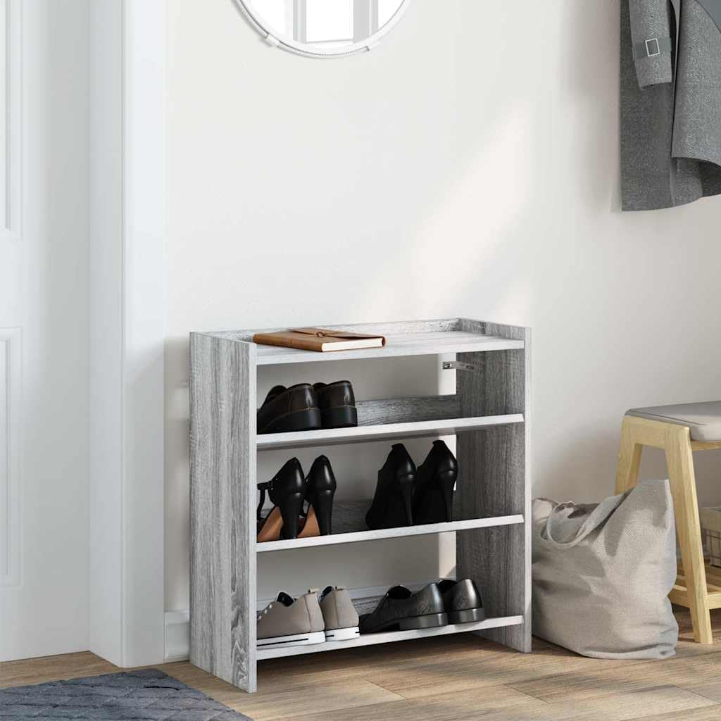 vidaXL Schuhregal Grau Sonoma 60x25x62 cm Holzwerkstoff, Schuhschrank, Schuhaufbewahrung, Schuhe Org