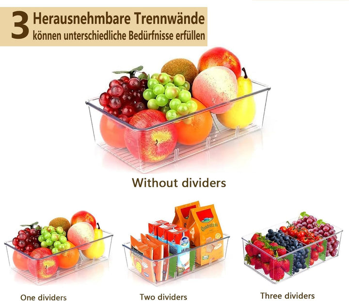 8er Kühlschrank Organizer mit 4 Fächern, BPA-Freie Küche Stapelbarer Lebensmittel aufbewahrungsbox f