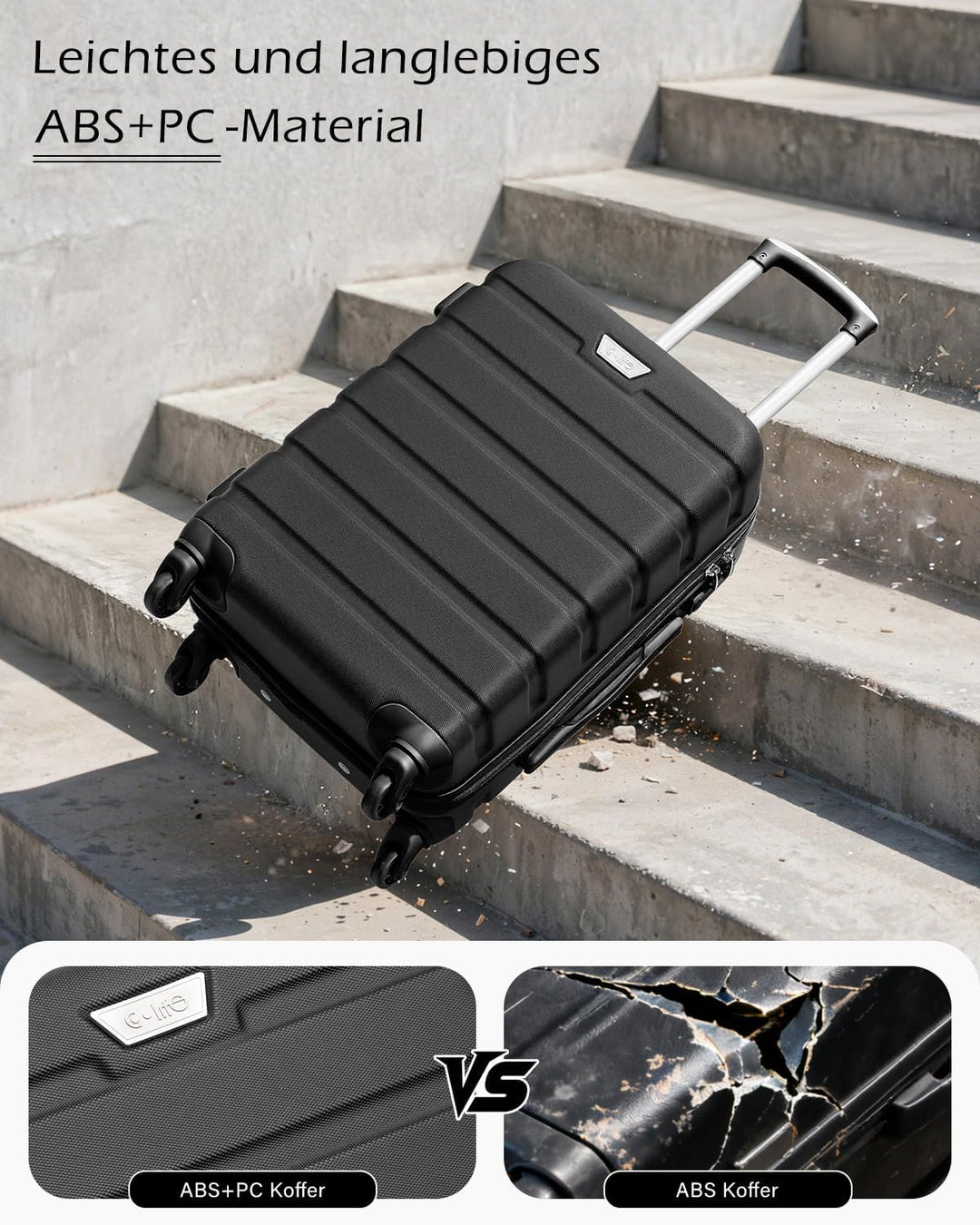 COOLIFE Hartschalen-Koffer Trolley Rollkoffer Reisekoffer ardschale Boardcase Handgepäck mit TSA-Sch