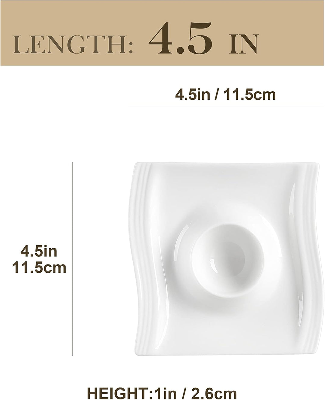 MALACASA, Serie Flora, 6 TLG. Eierbecher Set, Cremeweiss Porzellan Eierbecher mit Ablage, Eierstände