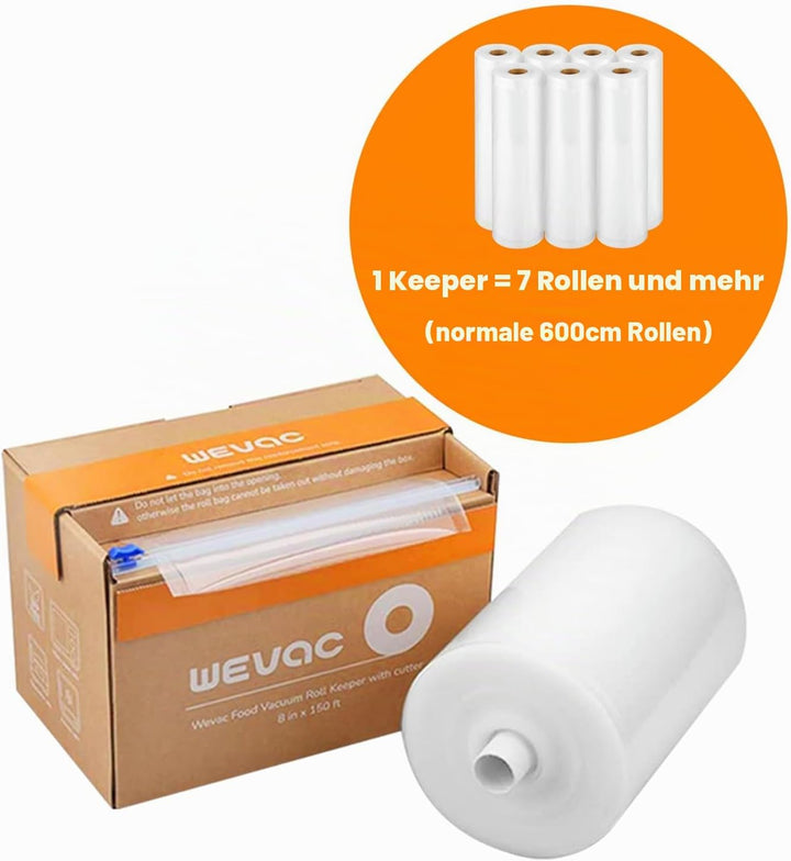 Wevac Profi- Vakumierfolienrolle 20x4500cm Vakuumierbeutel Rolle für Lebensmittel, BPA-frei, Vacuumi