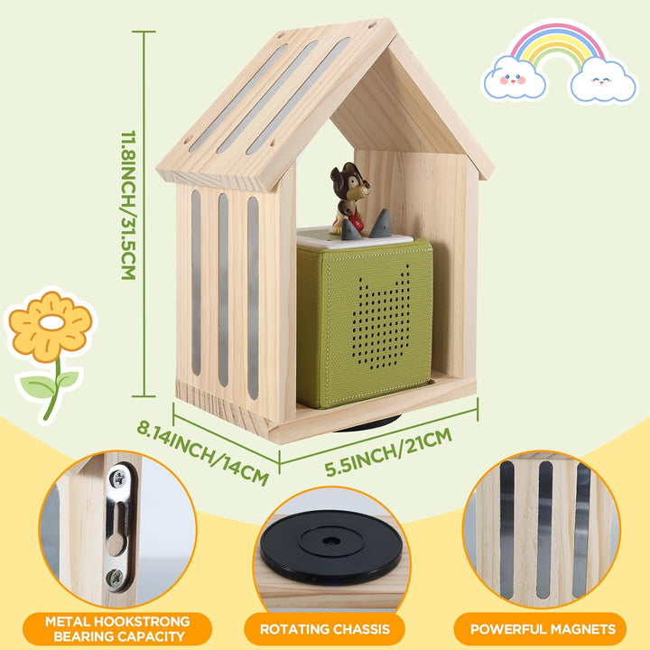 Givilio SpinLodge Holztonie-Regal für Toniebox 1 & 2, magnetische Wandhalterung mit 360° drehbarer B