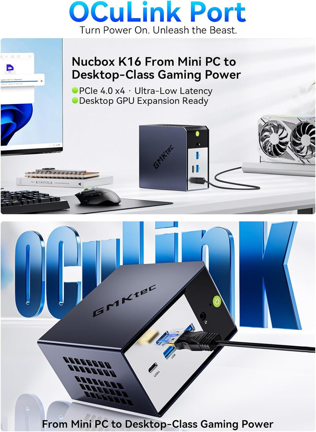 GMKtec K16 Metallgehäuse Gaming Mini PC AMD Ryzen 7 7735HS (8C/12T bis 4,75 GHz), 32 GB LPDDR5 6400M