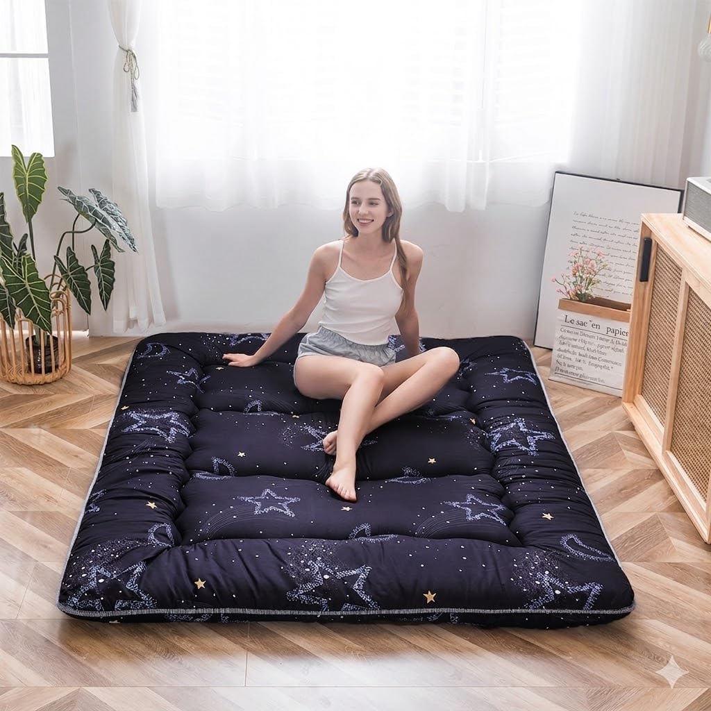 MAXYOYO Japanische Bodenmatratze Futonmatratze, Verdicken Tatami Matte Isomatte Faltbare Roll-Up Mat