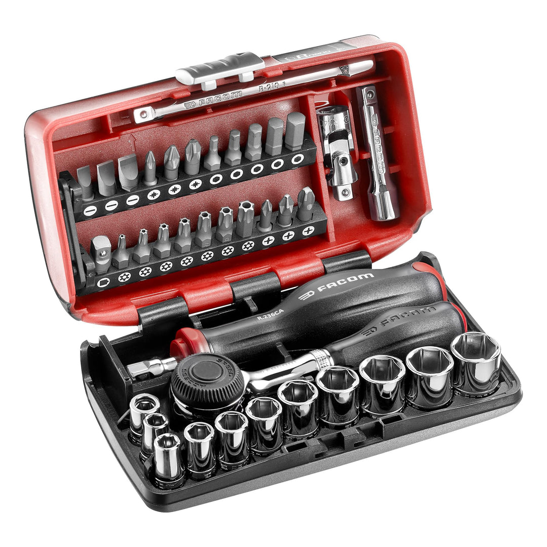 FACOM NANO Compact 38-tlg Stecknuss- und Bitsatz R.360NANOPB (metrischer, 6-Kant, 1/4-Zoll-Sechskant