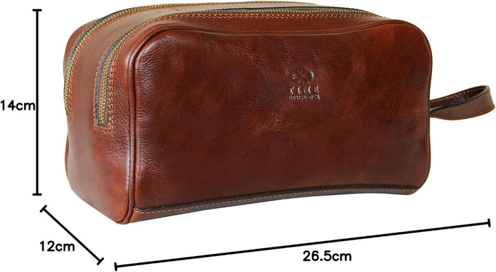 Kulturbeutel Leder Herren - Kosmetikbeutel - Waschtasche für Männer - 100% Echtleder - Hochwertige K