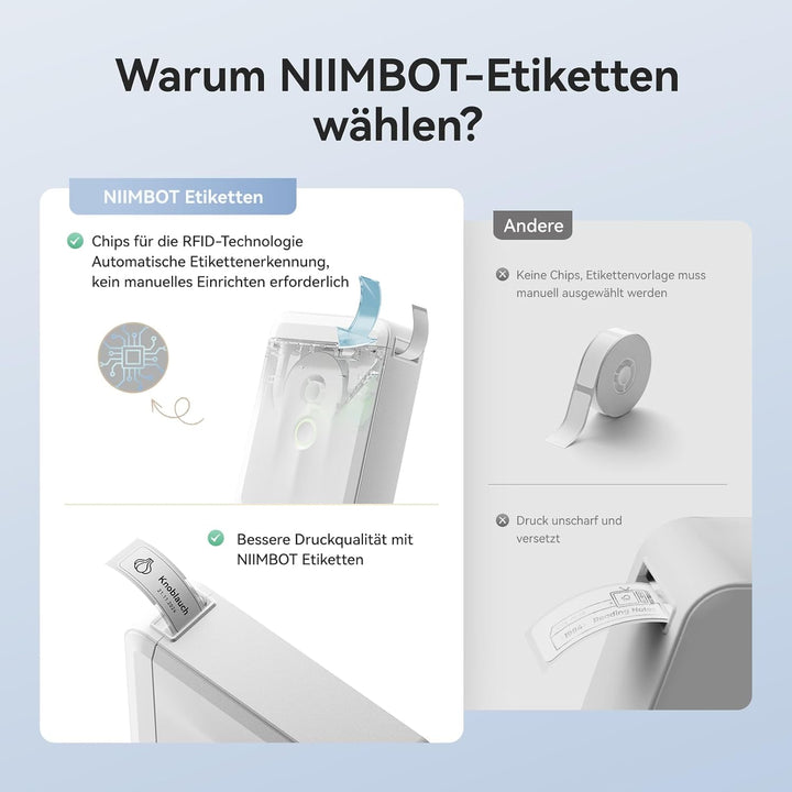 NIIMBOT Etiketten für D110 D11 D101 Etikettendrucker, 12 x 40mm 155 Etiketten/Rolle, 3 Rollen Selbst