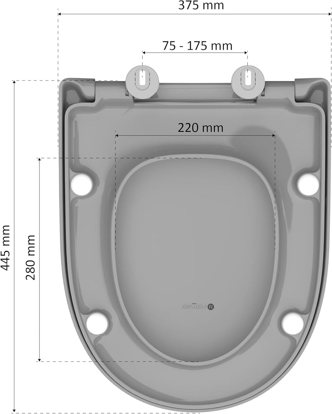 instmaier | D-Form | Toilettendeckel mit Absenkautomatik | Manhattan-Grau | Made in Germany | Toilet