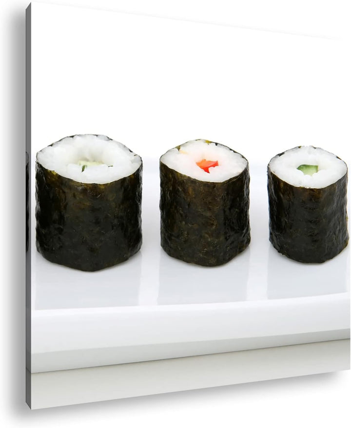 traditionell japanisches Sushi-Gericht Format: 60x60 als Leinwandbild, Motiv fertig gerahmt auf Echt