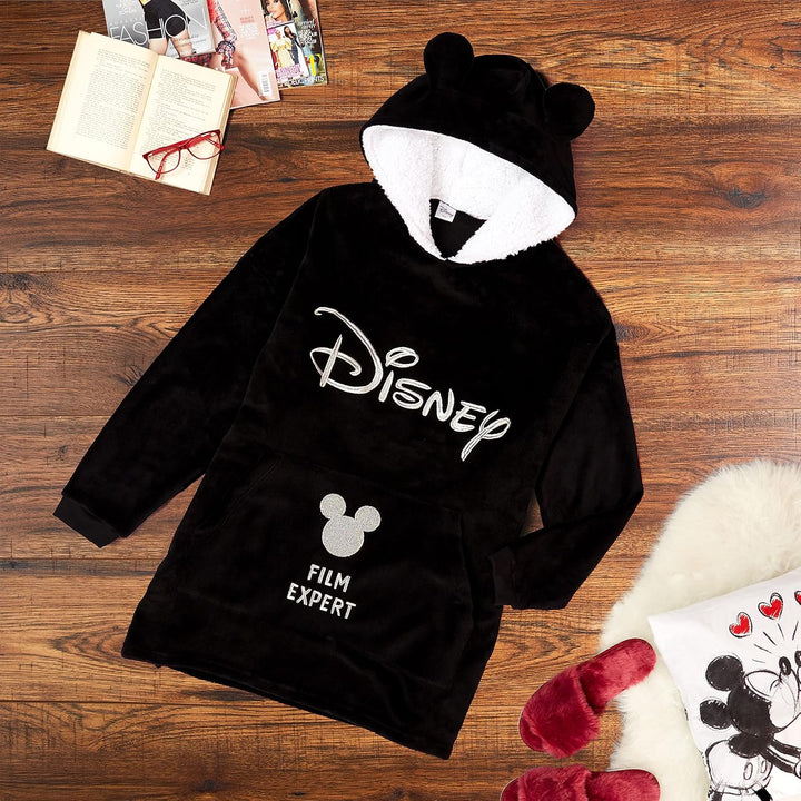 Disney Übergrosse Kapuzenpullover Damen Hoodie Decke Mädchen Teenager Herren Einheitsgrösse Schwarz,