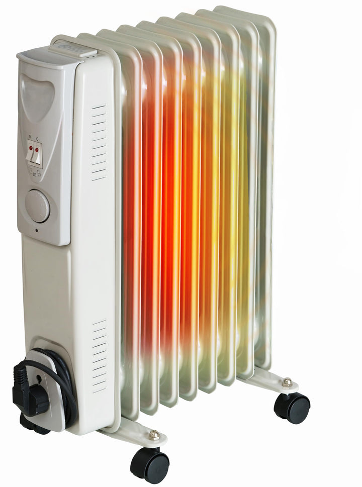 Brollux Ölheizung elektrisch 2000W OH-09 Ölradiator Elektroheizung 9 Lamellen mobiler Elektroheizkör