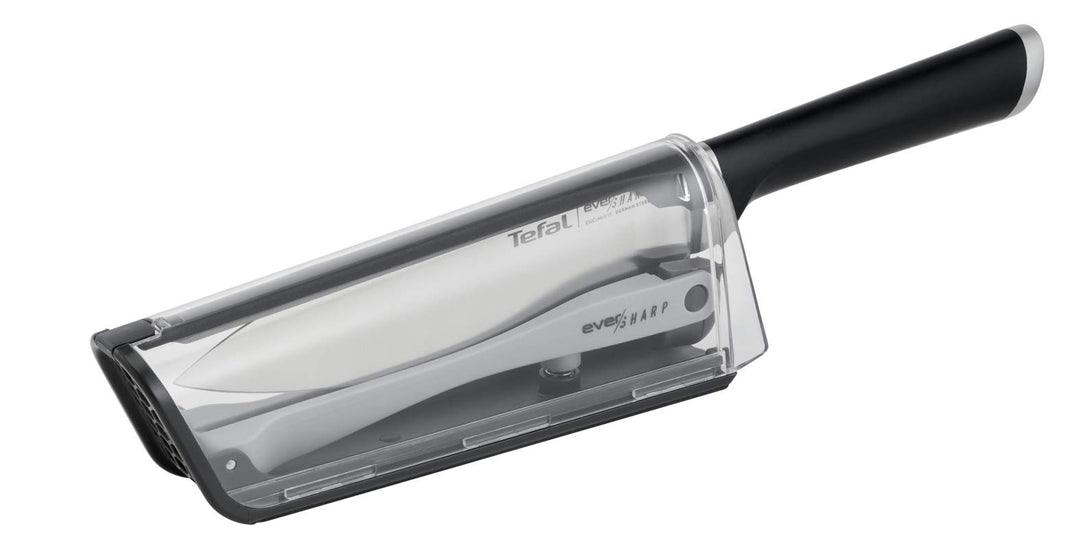 Tefal K25690 Ever Sharp Chef-Messer + Messerschärfer, 16,5 cm Kochmesser, exklusive Schleiftechnolog