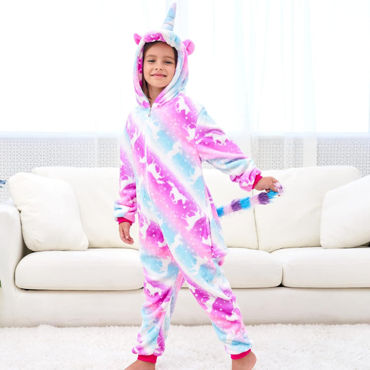 Weiche Einhorn Schlafstrampler Strampelanzug Einhorn Schlafoveralls für Mädchen 4-5 Jahre Rosa/Lila