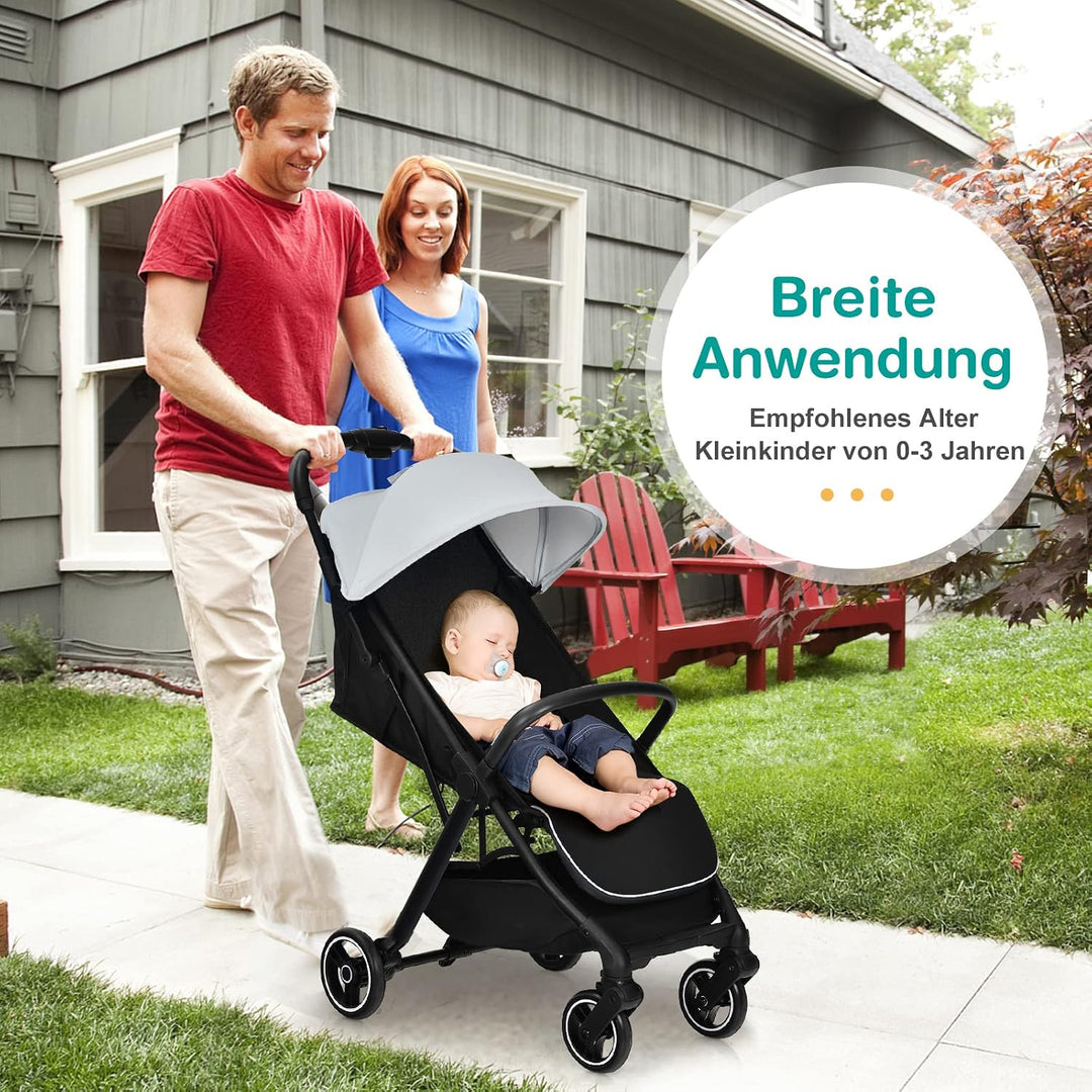GOPLUS Zusammenklappbarer Kinderwagen, Buggy mit Verstellbarer Rückenlehne &amp; Fussstütze &amp; Bremse, 5-