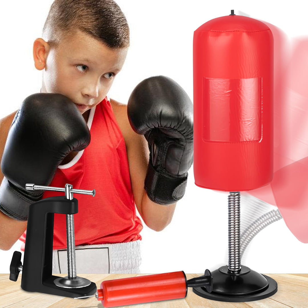 Schreibtisch Desktop Boxsack Tisch Boxsack mit Starken Saugnäpfen und Tischklemme, Stressabbauender