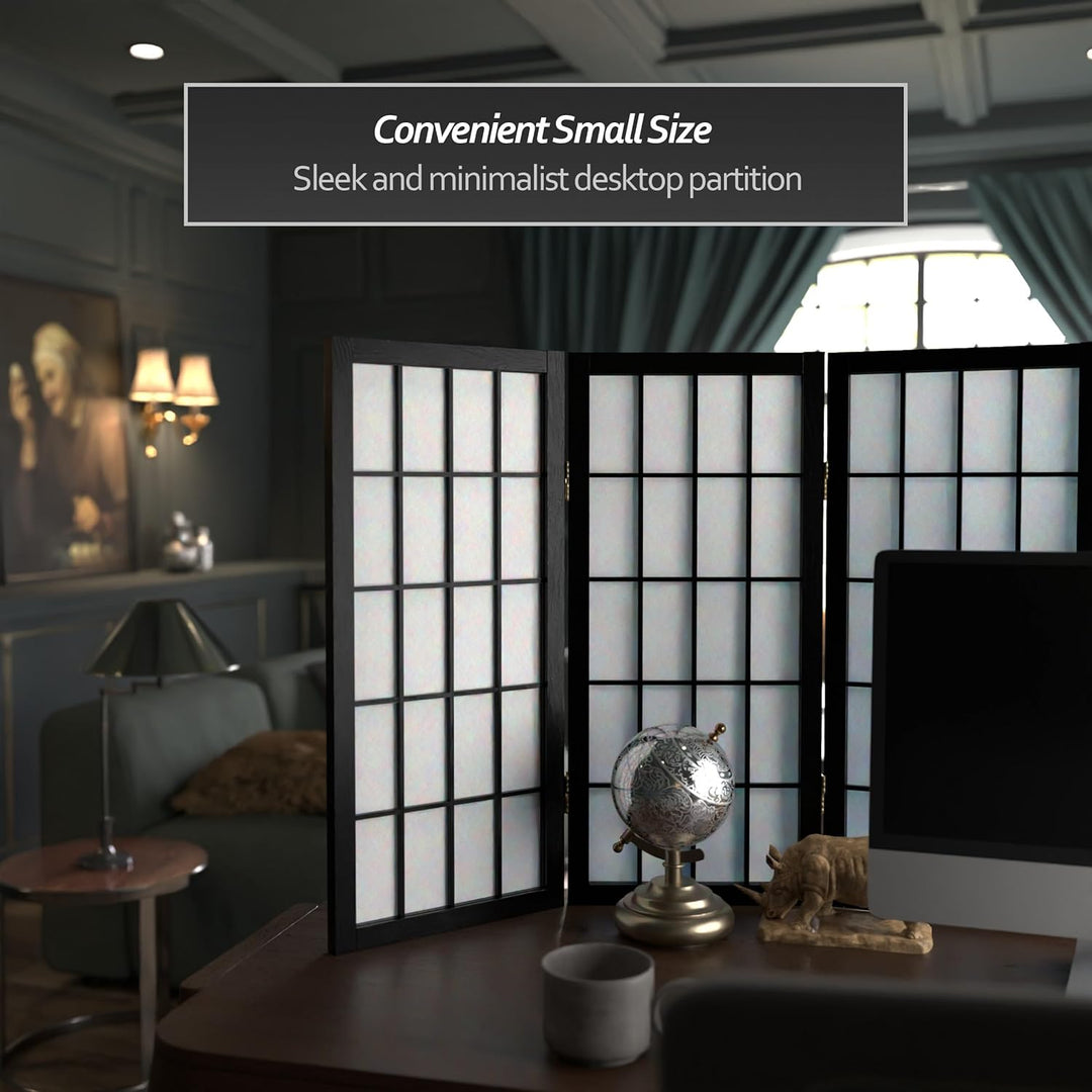 Orientalisches Möbel, 60 cm Hoher Fensterschirm Shoji – Schwarz – 5 Paneele 5 Panel Schwarz, 5 Panel