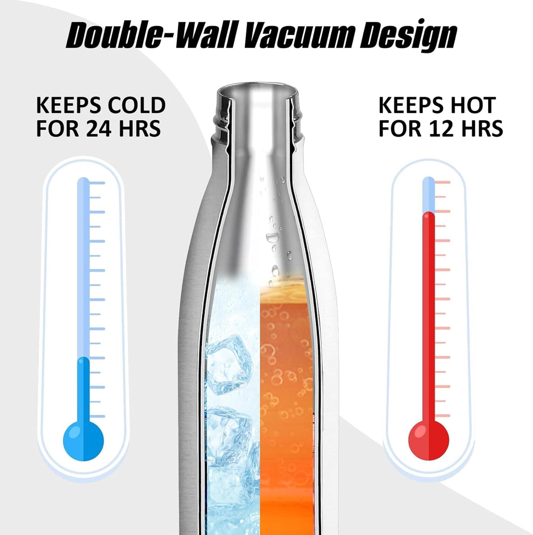 Thermosflasche- 0.75 liter- Trinkflasche Edelstahl, Trinkflasche Auslaufsicher, 24h Kalt & 12h Warm,