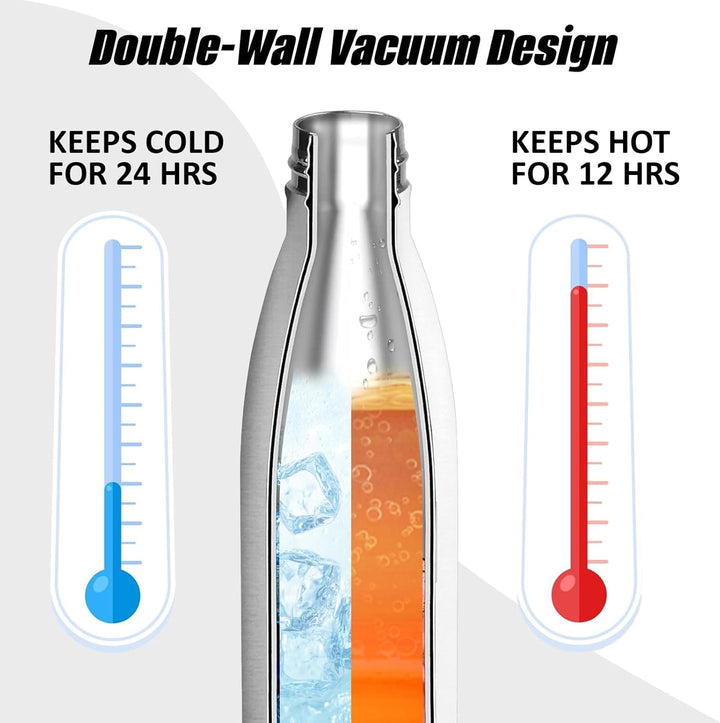 Thermosflasche- 0.75 liter- Trinkflasche Edelstahl, Trinkflasche Auslaufsicher, 24h Kalt & 12h Warm,