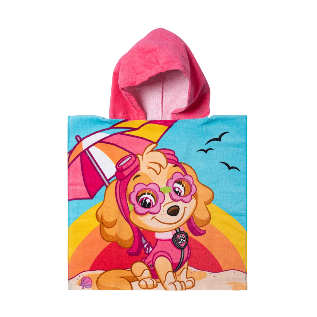 United Labels Paw Patrol Badeponcho für Mädchen, Bunt, Skye, 50 x 100 cm, 100% Baumwolle, Kinder Bad