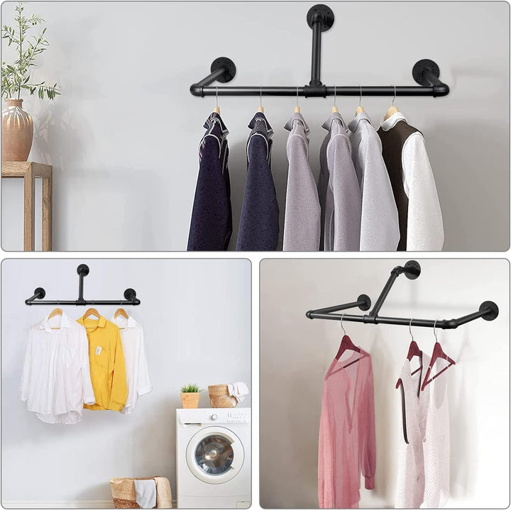 TANiCE Industrierohr Kleiderstangen 83cm Kleiderständer Wand Kleideraufbewahrung zur Wandmontage für