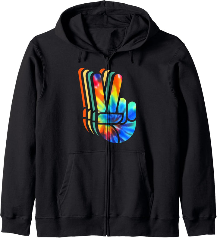 Retro Peace Love 60's 70's Hippie Tie dye Kapuzenjacke