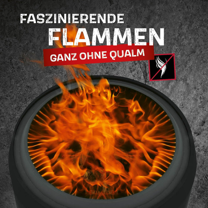LANDMANN rauchfreier Feuerkorb, klein | 360° Luftzirkulation | Besonderes Flammenspiel | Pulverbesch