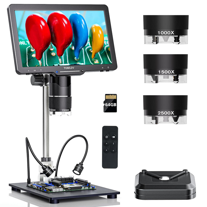 TOMLOV TriL110 3 Objektiv 2K HDMI Digitales Mikroskop, 10,1" Münzmikroskop für gesamte Münzen mit IP