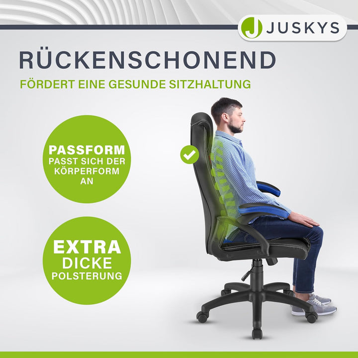 Juskys Racing Schreibtischstuhl Montreal ergonomisch höhenverstellbar & gepolstert 120 kg belastbar