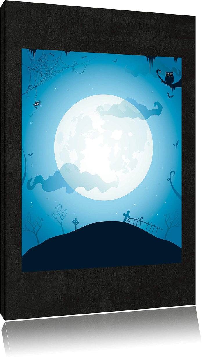 Pixxprint Schauriger Mond als Leinwandbild/Grösse: 100x70 cm/Wandbild/Kunstdruck/fertig bespannt 70x