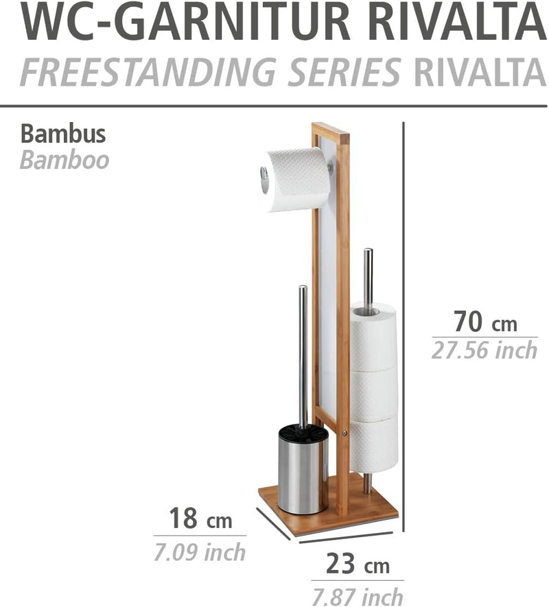 WENKO Stand WC-Garnitur Rivalta, mit integriertem Toilettenpapierhalter und WC-Bürstenhalter, aus ec