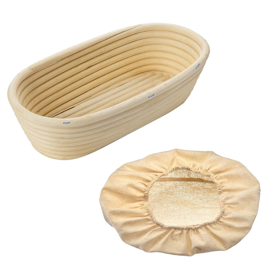 Westmark Gärköbchen-Set, 2tlg., Gärkörbchen oval + Bezug, Peddigrohr/Baumwolle, Hellbeige/Beige, 320
