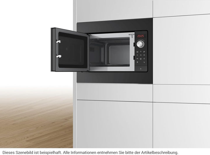 Bosch BFL523MB3 Serie 2 Einbau-Mikrowelle, 38 x 50 cm, 800 W, Drehteller 27 cm, Türanschlag Links, A