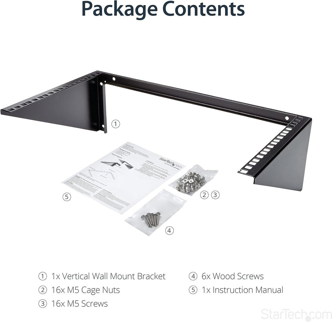 StarTech.com 6HE Wandmontage Halterung für Patch Panele - 19 Zoll - Stahl - Vertikale Montagehalteru