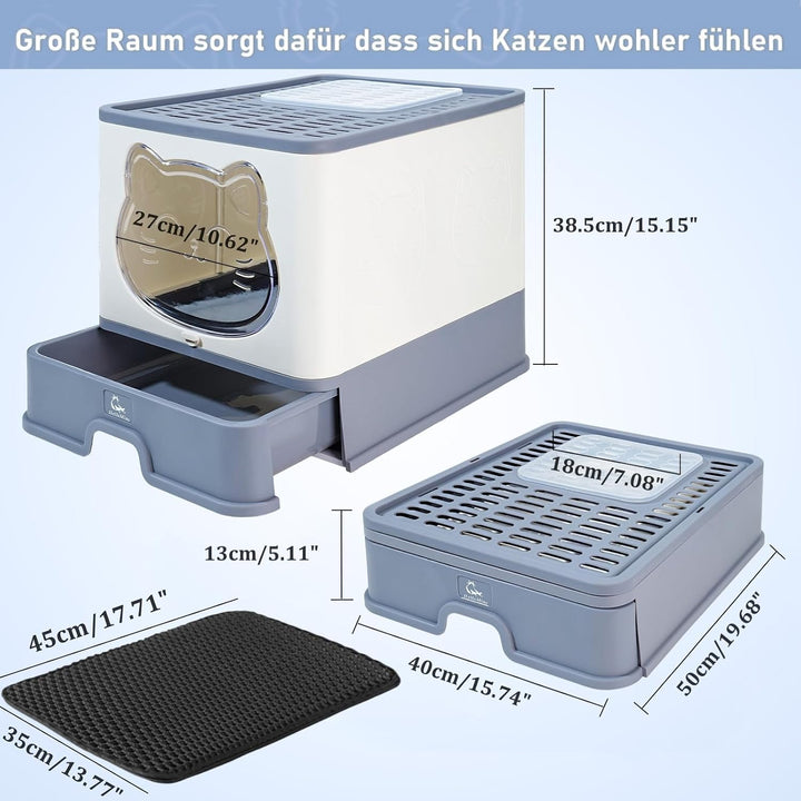 Vollständig Geschlossene Geruchsfreie Indoor-Katzentoilette mit Dach/Deckel,Katzenklo in Gross,Cat L