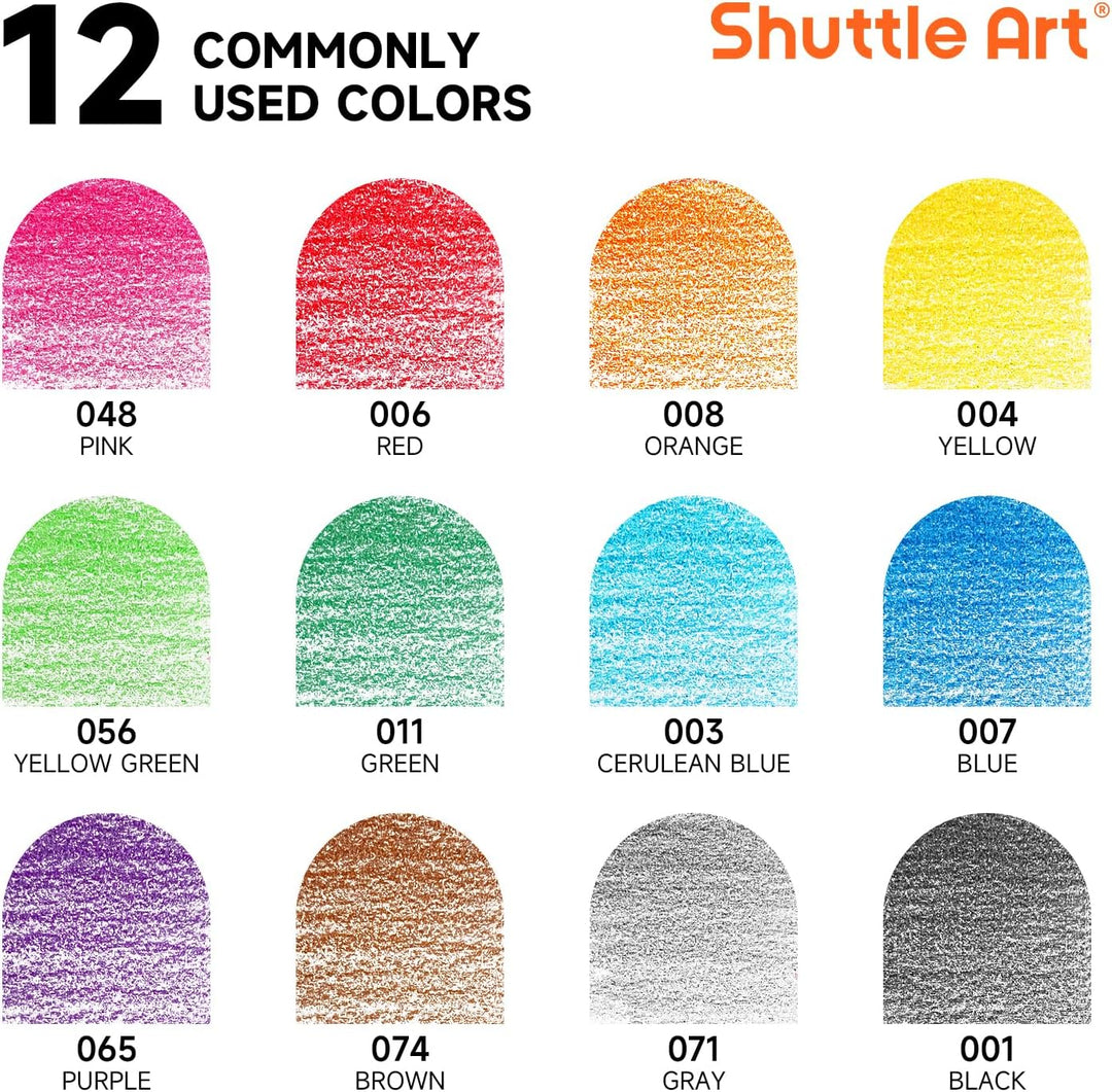 Shuttle Art Buntstifte Set, 144 Buntstifte Kinder, Farbstifte mit 12 Lebendigen Farben, 12er Packung