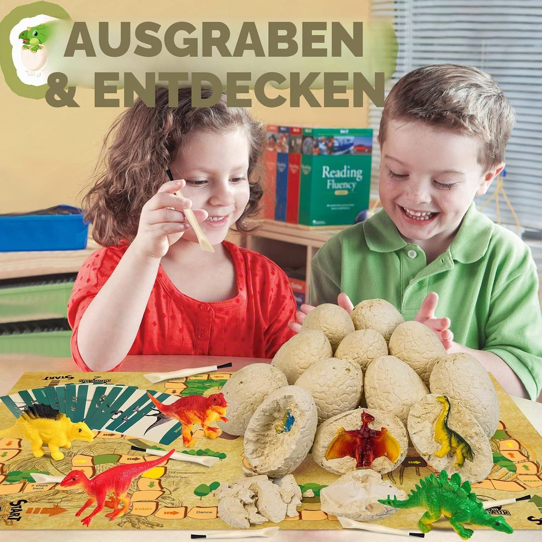 Joozmui Dino Ausgrabungsset für Kinder, Ei Dinosaurier Spielzeug ab 4 5 6 7 8 9 10 Jahre Junge Spiel