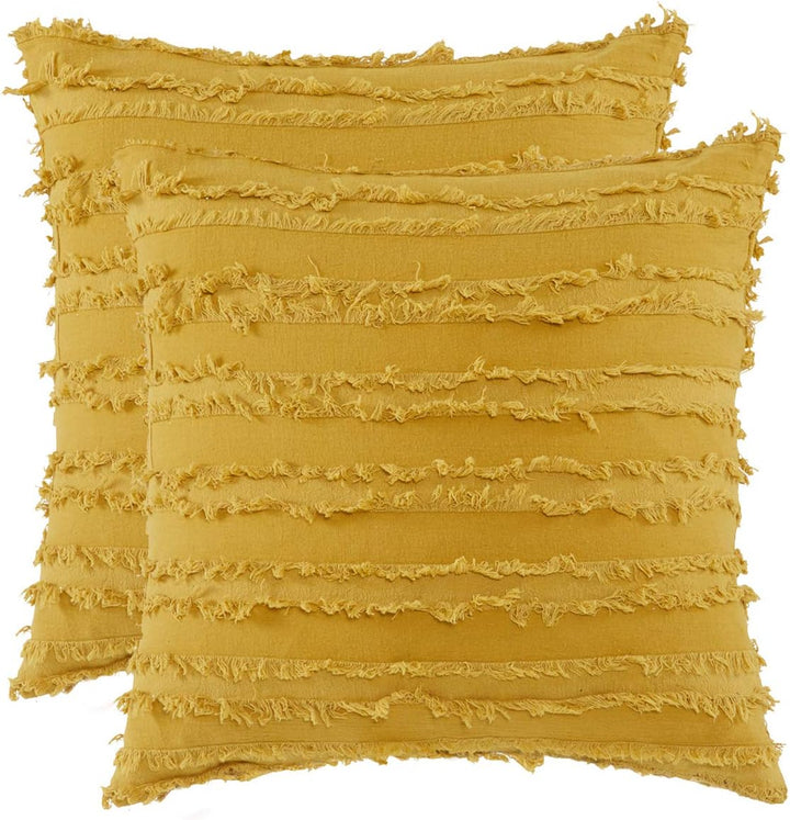 OMMATO Kissenhülle Kissenbezug 50x50cm Gelb Kissenbezüge Sofakissen Baumwolle Dekokissen für Schlafz