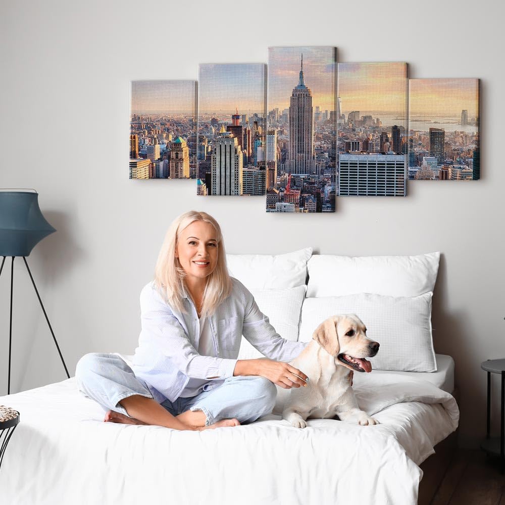 murando - Wandbilder XXL Stadt New York 200x100cm 5 tlg - Wand Deko Leinwand Bilder Gross Wanddeko W
