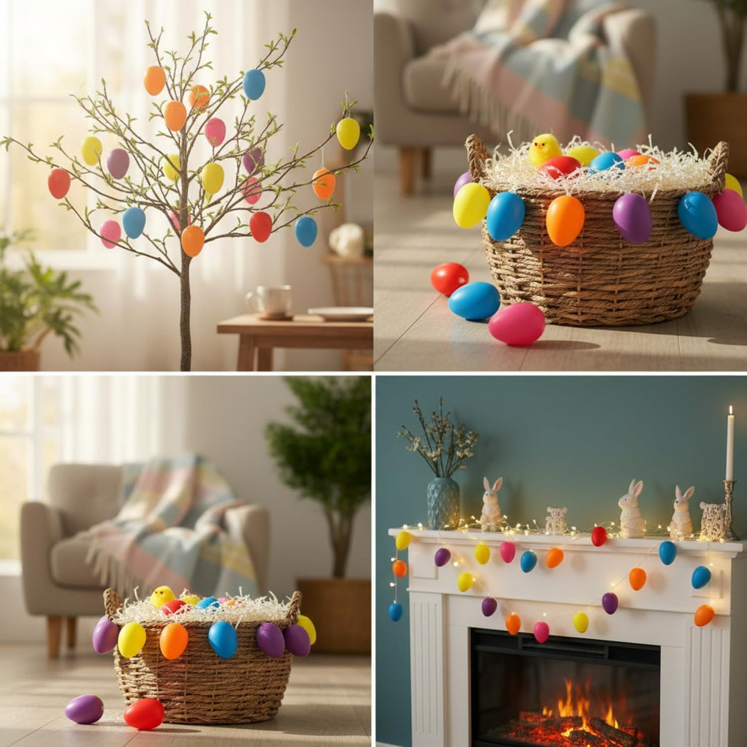 com-four® 36x Ostereier zum Aufhängen - Osterdeko in kräftigen Pastellfarben - Deko Ostereier - Grös