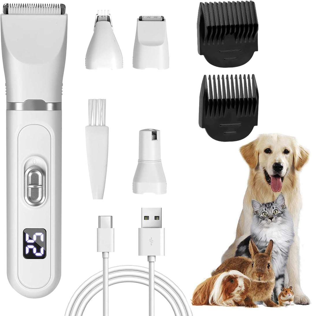 Hundeschermaschine,4 in 1 Leise Tierhaarschneidemaschine,Profi Schermaschine Hund Katze mit LED-Anze