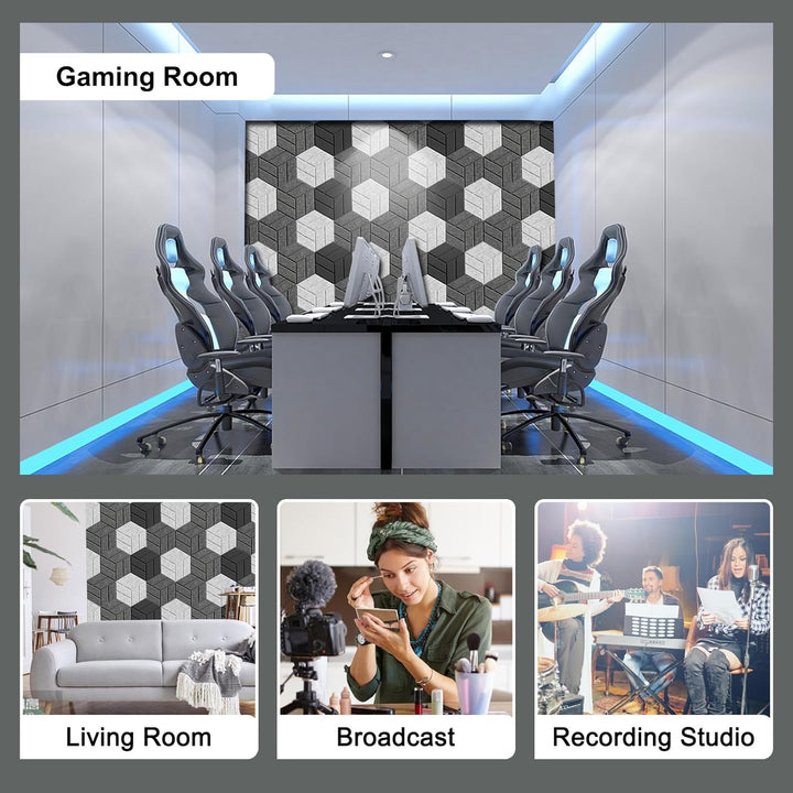 12 Stück Akustikpaneele Hexagon Selbstklebend Akustikplatten Akustikschaumstoff Akustik Panel Wandpa