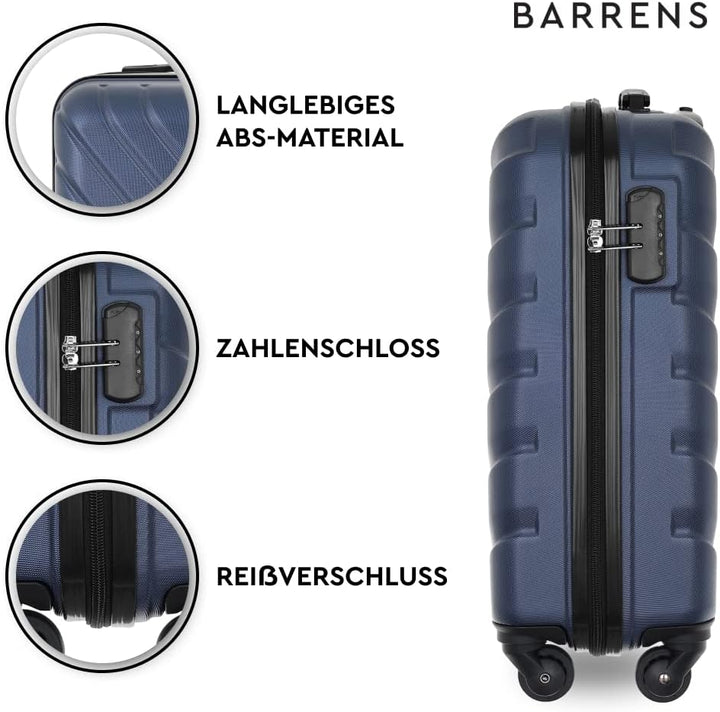BARRENS Kabinenkoffer | Kabinengepäck | 55x39x20cm | 34 L | ABS | Chiffrierschloss Reisekoffer | Han