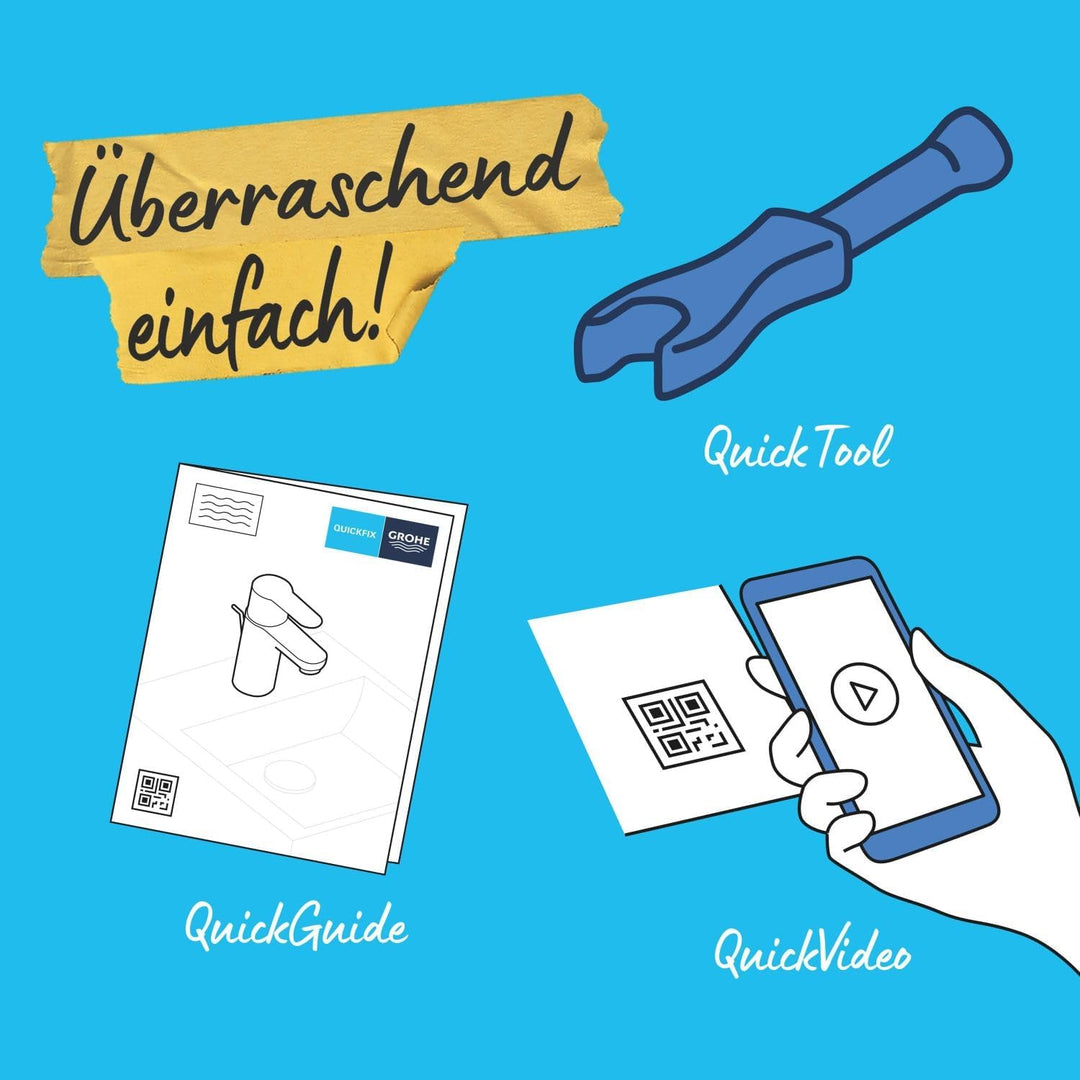 GROHE Start - Waschtischarmatur (wassersparend, M- Size, inkl. Einbauwerkzeug, flexibler Anschluss);