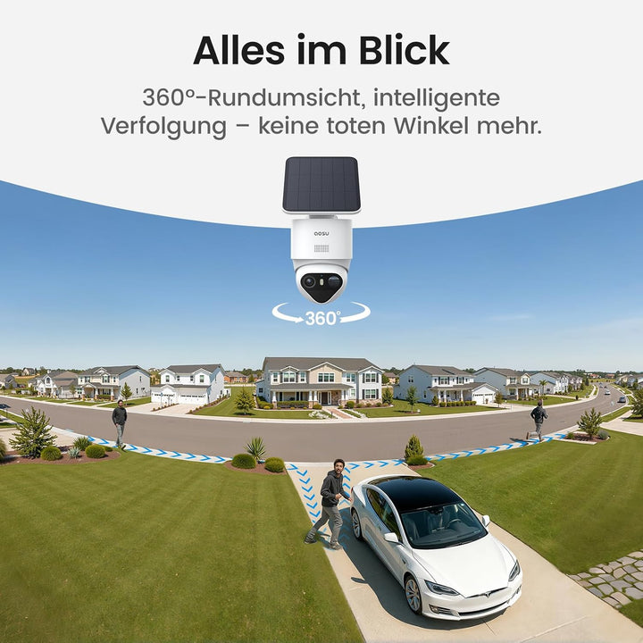 AOSU T2 Ultra 4K UHD Überwachungskamera Aussen Solar Akku für aosuCortex, 4 Cam-Kit, TrueColor Nacht